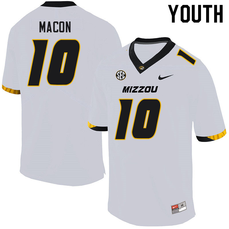 Youth #10 Tyler Macon Missouri Tigers College Football Jerseys Sale-White